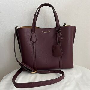 Tory Burch Burgundy Small Perry Leather Tote